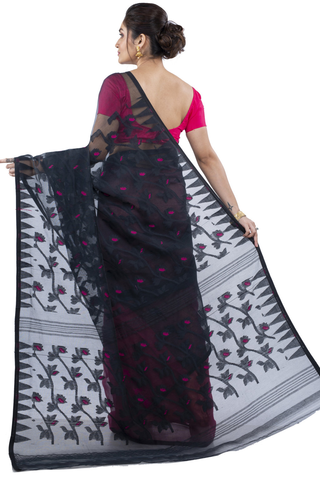 Black Rani Blended Cotton Moha_Jamdani Jamdani Saree (807)